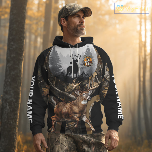 Deer Hunting Camo Shirt For Men, Custom Camo 3D Animal Deer Hunting Shirt NHT340