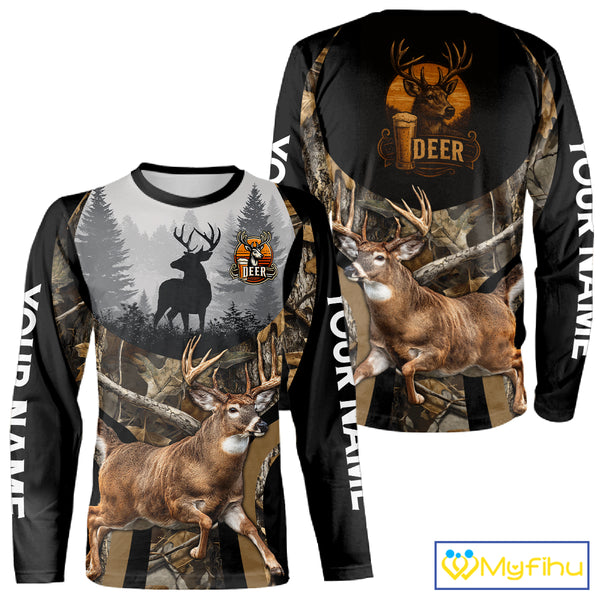 Deer Hunting Camo Shirt For Men, Custom Camo 3D Animal Deer Hunting Shirt NHT340
