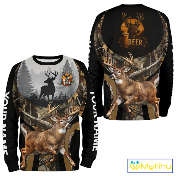 Deer Hunting Camo Shirt For Men, Custom Camo 3D Animal Deer Hunting Shirt NHT340