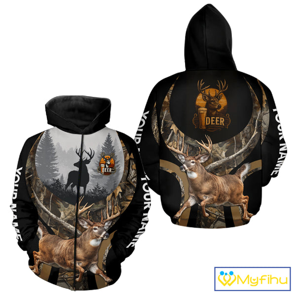 Deer Hunting Camo Shirt For Men, Custom Camo 3D Animal Deer Hunting Shirt NHT340