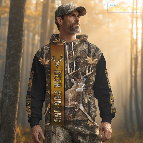 Forest Camo Deer Hunting Shirt, Deer Buck With Full All Over 3D For Deer Hunters NHT344