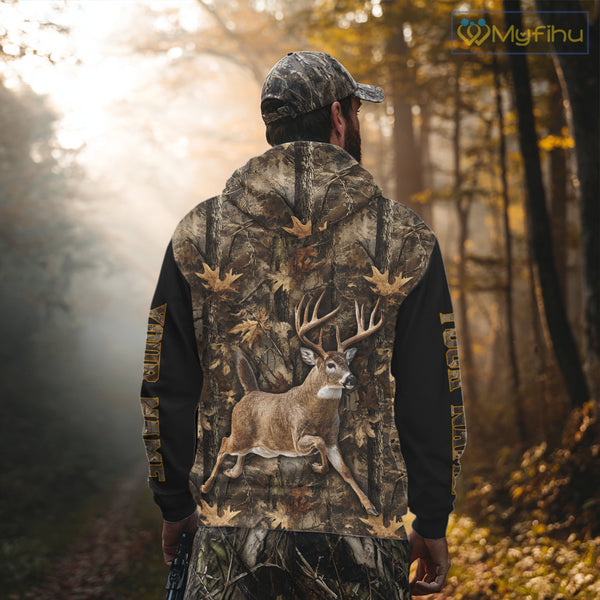 Forest Camo Deer Hunting Shirt, Deer Buck With Full All Over 3D For Deer Hunters NHT344