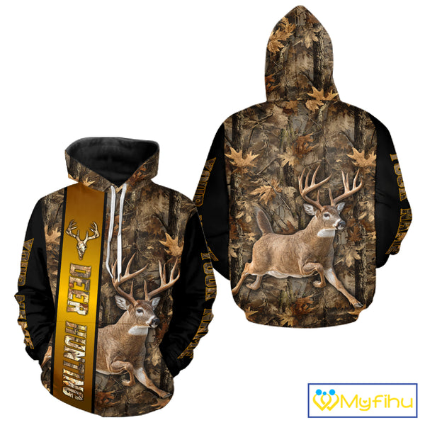 Forest Camo Deer Hunting Shirt, Deer Buck With Full All Over 3D For Deer Hunters NHT344