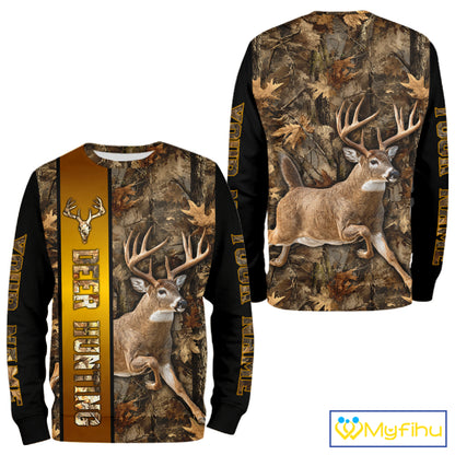 Forest Camo Deer Hunting Shirt, Deer Buck With Full All Over 3D For Deer Hunters NHT344