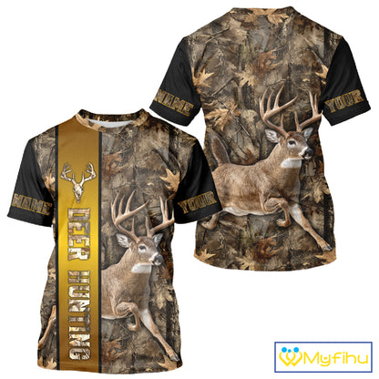 Forest Camo Deer Hunting Shirt, Deer Buck With Full All Over 3D For Deer Hunters NHT344