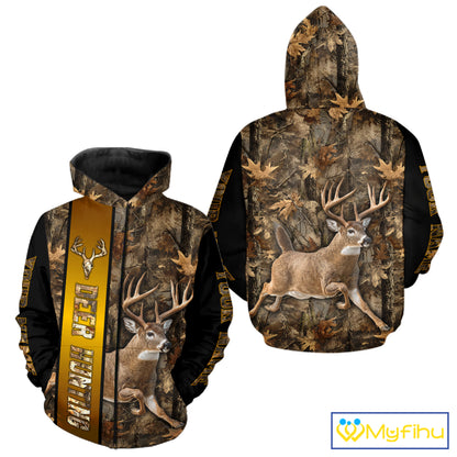 Forest Camo Deer Hunting Shirt, Deer Buck With Full All Over 3D For Deer Hunters NHT344