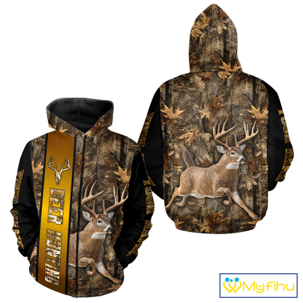 Forest Camo Deer Hunting Shirt, Deer Buck With Full All Over 3D For Deer Hunters NHT344