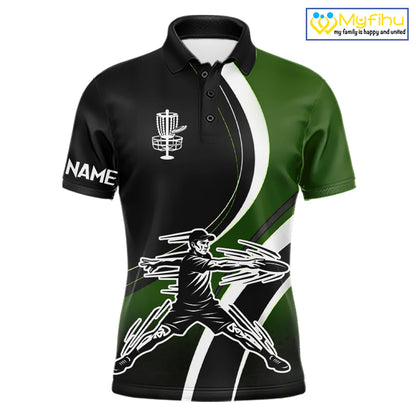 Green Mens Disc Golf Polo Shirt Customized Disc Golf Shirts For Men Disc Golfing Gifts NHT895