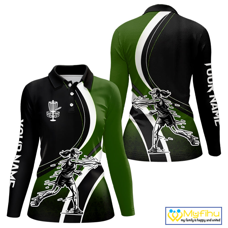 Green Womens Disc Golf Polo Shirt Customized Disc Golf Shirts For Women Disc Golfing Gifts NHT895