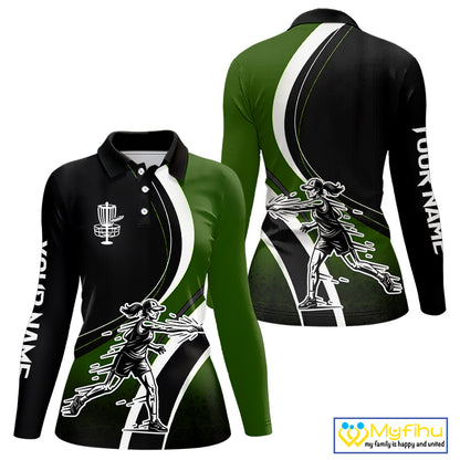 Green Womens Disc Golf Polo Shirt Customized Disc Golf Shirts For Women Disc Golfing Gifts NHT895