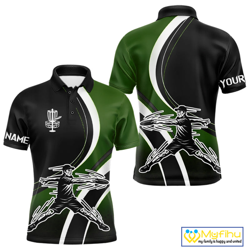 Green Mens Disc Golf Polo Shirt Customized Disc Golf Shirts For Men Disc Golfing Gifts NHT895