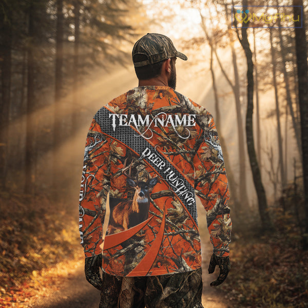 Orange Camo Deer Hunting Shirt 3D All Over Print Personalized Team Name Gift for Hunters NHT12