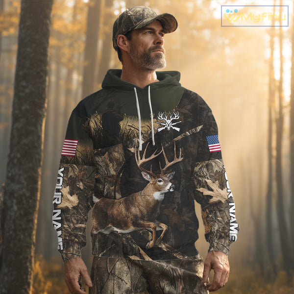 Whitetail Deer Hunting Shirt, Best Gifts for Deer Hunters, Hunting Hoodie For Men NHT351
