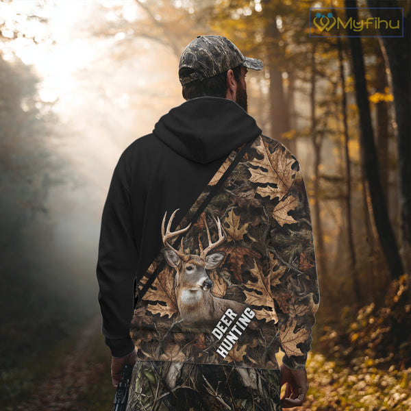 Deer Hunting Camo Custom Name 3D All Over Print Hoodie Basic Brown, Deer Hunting Season NHT352