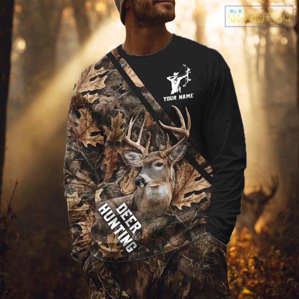 Deer Hunting Camo Custom Name 3D All Over Print Hoodie Basic Brown, Deer Hunting Season NHT352