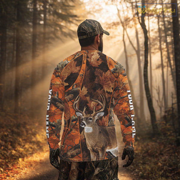 Unisex 3D Deer Hunting Orange Camo Shirt, Whitetail Deer Hunting Shirt For Deer Hunters NHT221