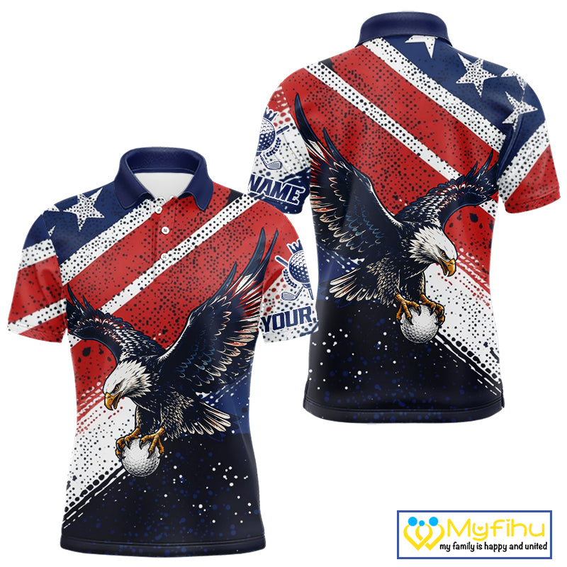 Mens Golf Polo Shirt Custom American Eagle Golf Shirts Personalized Golf Clubs Team Golf Top NHT902