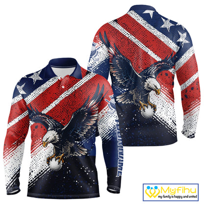 Mens Golf Polo Shirt Custom American Eagle Golf Shirts Personalized Golf Clubs Team Golf Top NHT902