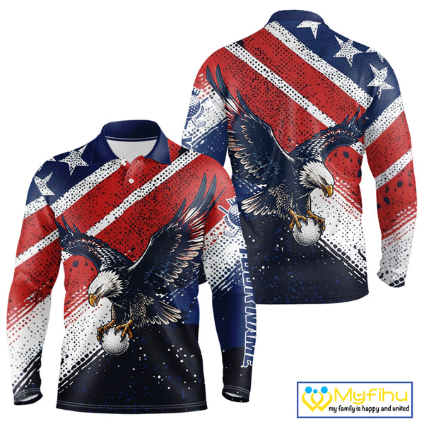 Mens Golf Polo Shirt Custom American Eagle Golf Shirts Personalized Golf Clubs Team Golf Top NHT902