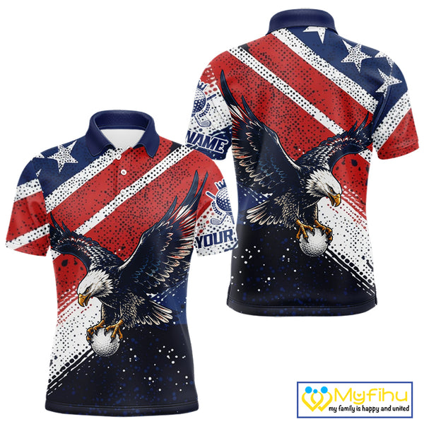 Mens Golf Polo Shirt Custom American Eagle Golf Shirts Personalized Golf Clubs Team Golf Top NHT902