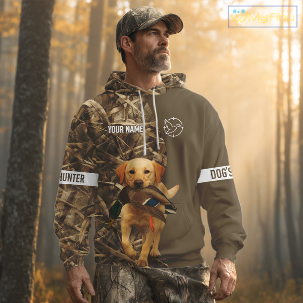 Duck Hunting Brown Camo Shirt With Yellow Lab For Duck Hunter - Beautiful Duck Hunting Gifts NHT228