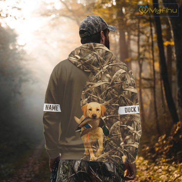 Duck Hunting Brown Camo Shirt With Yellow Lab For Duck Hunter - Beautiful Duck Hunting Gifts NHT228
