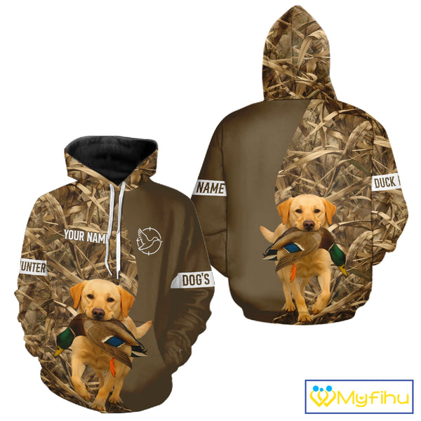 Duck Hunting Brown Camo Shirt With Yellow Lab For Duck Hunter - Beautiful Duck Hunting Gifts NHT228