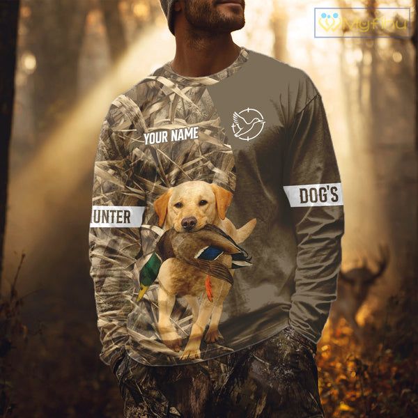 Duck Hunting Brown Camo Shirt With Yellow Lab For Duck Hunter - Beautiful Duck Hunting Gifts NHT228