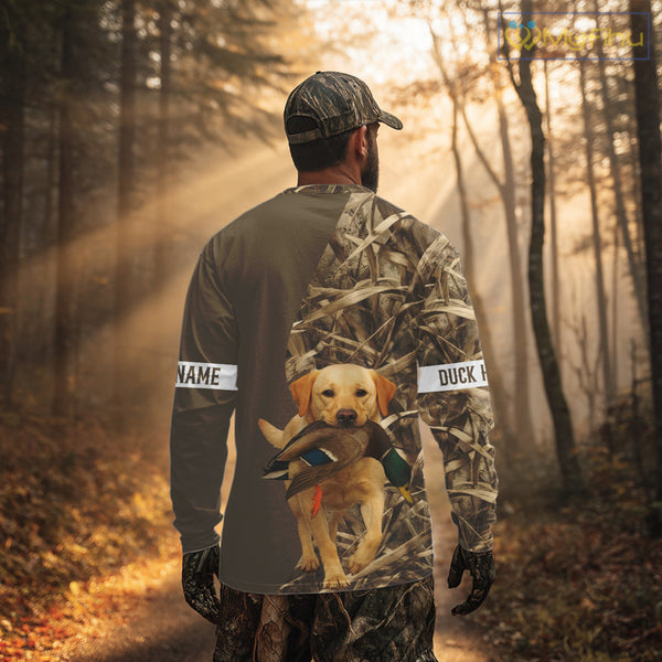 Duck Hunting Brown Camo Shirt With Yellow Lab For Duck Hunter - Beautiful Duck Hunting Gifts NHT228