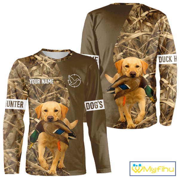 Duck Hunting Brown Camo Shirt With Yellow Lab For Duck Hunter - Beautiful Duck Hunting Gifts NHT228