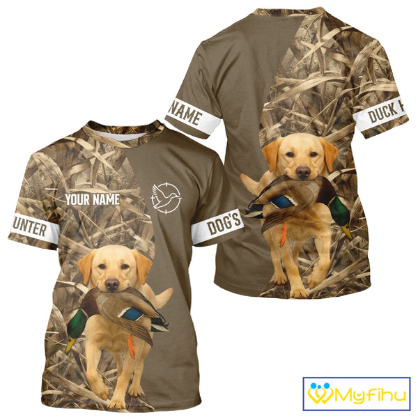 Duck Hunting Brown Camo Shirt With Yellow Lab For Duck Hunter - Beautiful Duck Hunting Gifts NHT228