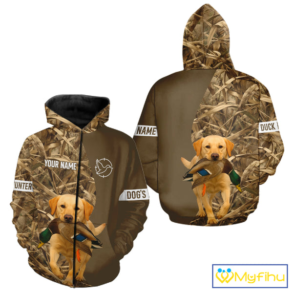 Duck Hunting Brown Camo Shirt With Yellow Lab For Duck Hunter - Beautiful Duck Hunting Gifts NHT228