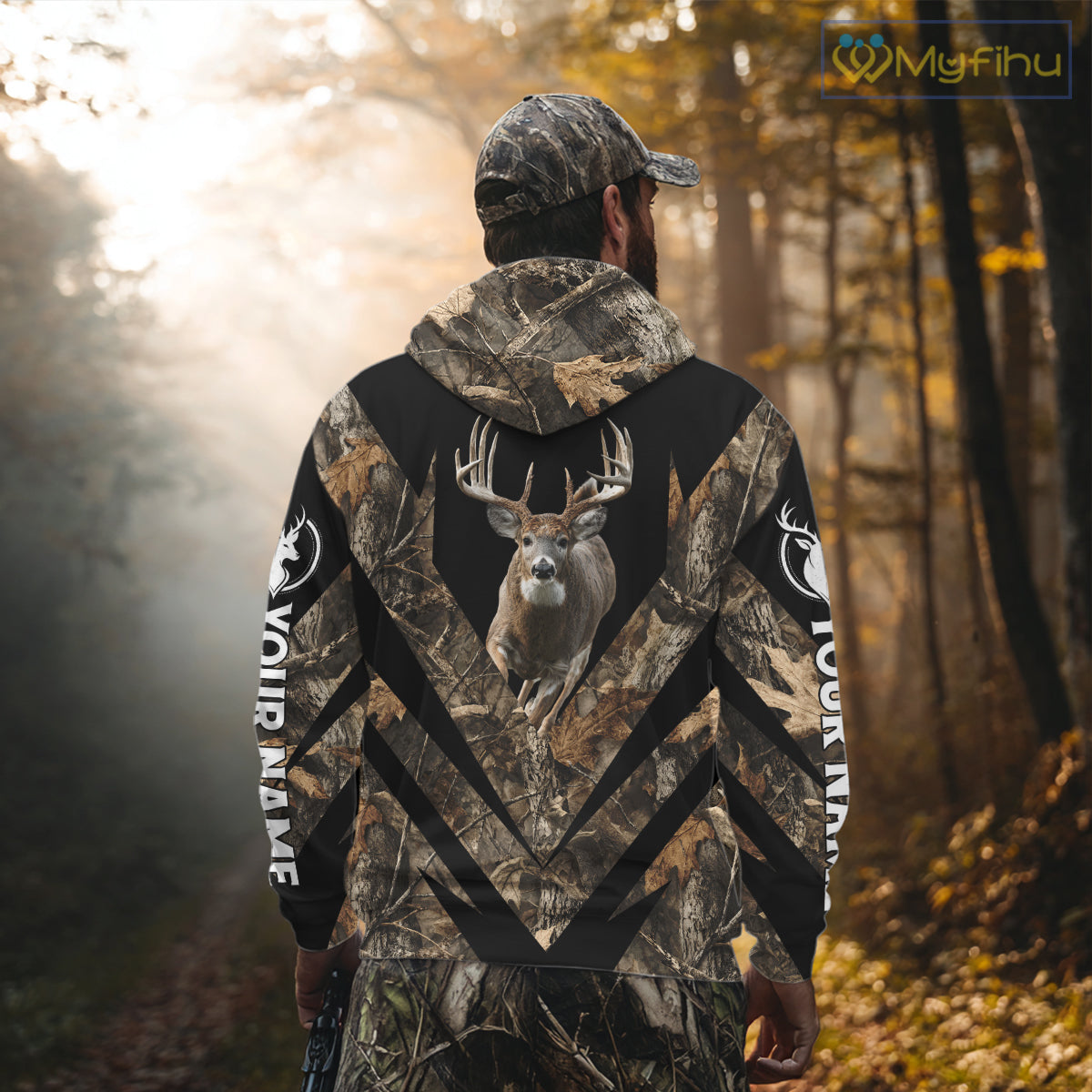 Customized Name Whitetail Deer Hunting Jump Shirt, Hunting Hoodie For Men NHT354