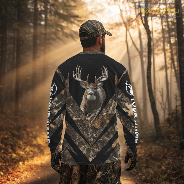 Customized Name Whitetail Deer Hunting Jump Shirt, Hunting Hoodie For Men NHT354
