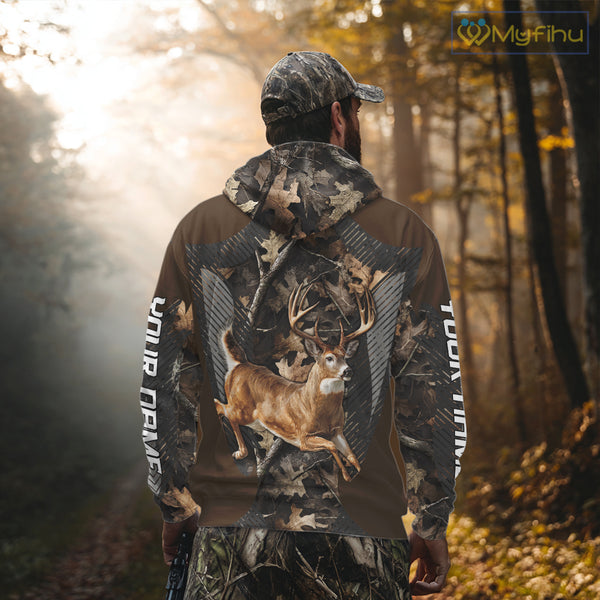 Whitetail Deer Jumping 3D All Over Print Shirts, Gift for Deer Hunters Men, Hunting Hoodie NHT355