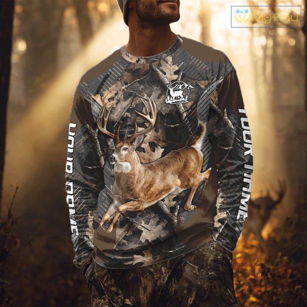 Whitetail Deer Jumping 3D All Over Print Shirts, Gift for Deer Hunters Men, Hunting Hoodie NHT355