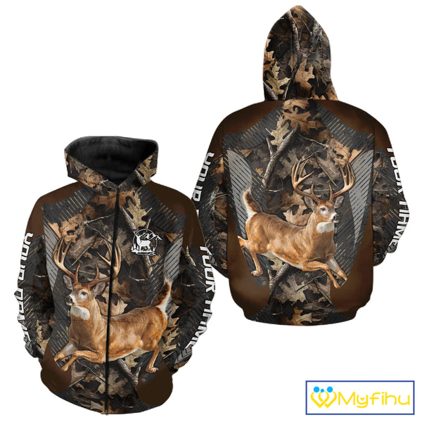 Whitetail Deer Jumping 3D All Over Print Shirts, Gift for Deer Hunters Men, Hunting Hoodie NHT355