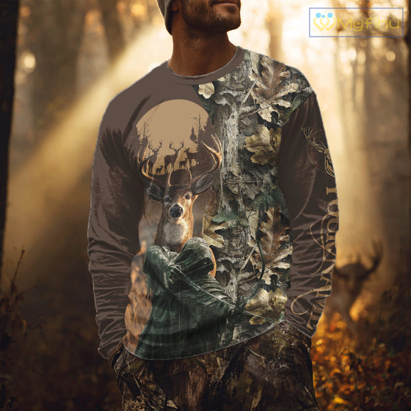 Best Brown Deer Hunting Shirt 3D All-Over Print with Camo, Grim Reaper For Deer Hunters NHT25