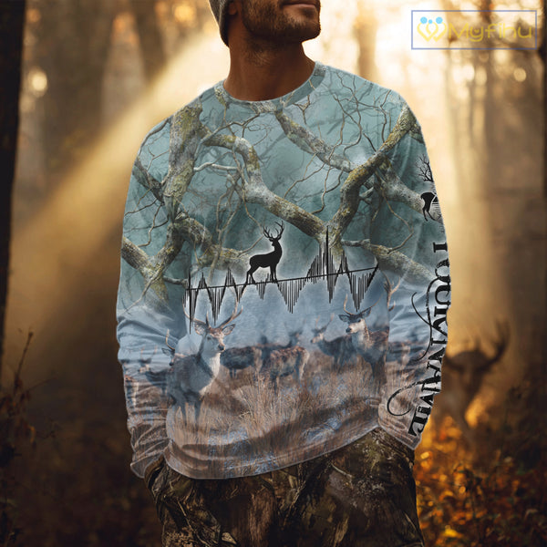 Deer Hunting Shirt 3D All-Over Print with Deer & Forest Camo For Deer Hunters – Custom Name  NHT26