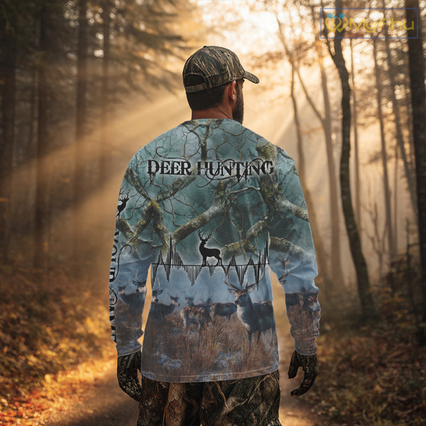 Deer Hunting Shirt 3D All-Over Print with Deer & Forest Camo For Deer Hunters – Custom Name  NHT26