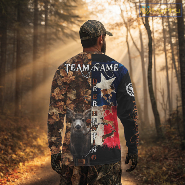 Personalized Deer Hunting Shirt with Texas Flag & Camo For Deer Hunters NHT28