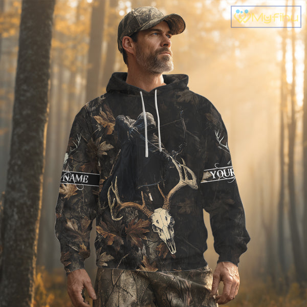 Deer Hunting Grim Reaper Camouflage Shirts for Deer Hunters, Hunting Hoodie For Men NHT358