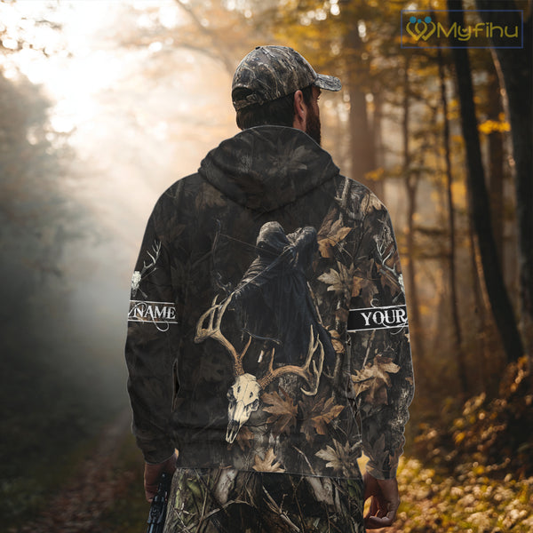 Deer Hunting Grim Reaper Camouflage Shirts for Deer Hunters, Hunting Hoodie For Men NHT358