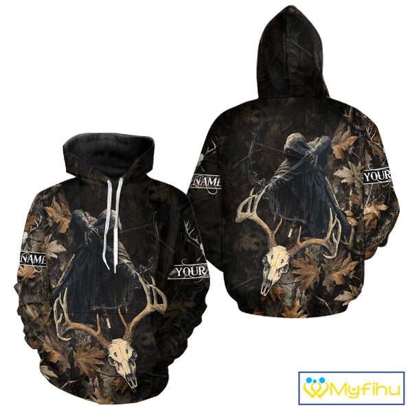 Deer Hunting Grim Reaper Camouflage Shirts for Deer Hunters, Hunting Hoodie For Men NHT358