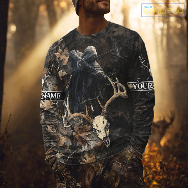 Deer Hunting Grim Reaper Camouflage Shirts for Deer Hunters, Hunting Hoodie For Men NHT358