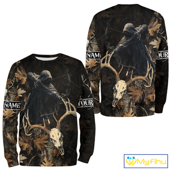 Deer Hunting Grim Reaper Camouflage Shirts for Deer Hunters, Hunting Hoodie For Men NHT358