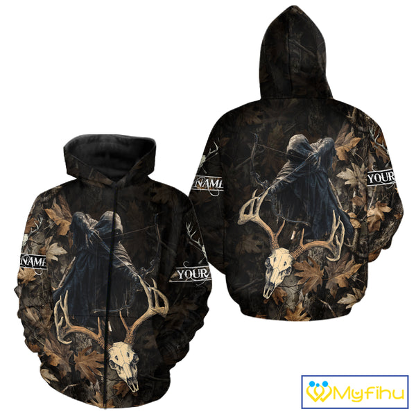 Deer Hunting Grim Reaper Camouflage Shirts for Deer Hunters, Hunting Hoodie For Men NHT358