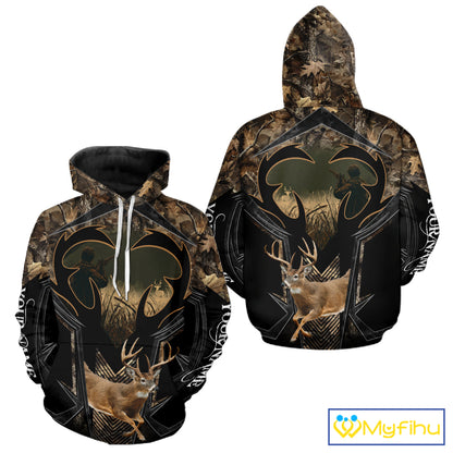 Deer Hunting Shirt 3D All-Over Print Deer with Camo Forest, Gift for Deer Hunters Men NHT360