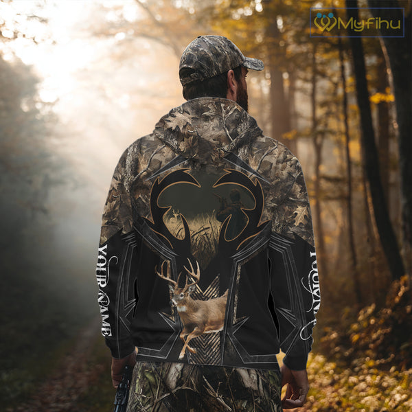 Deer Hunting Shirt 3D All-Over Print Deer with Camo Forest, Gift for Deer Hunters Men NHT360
