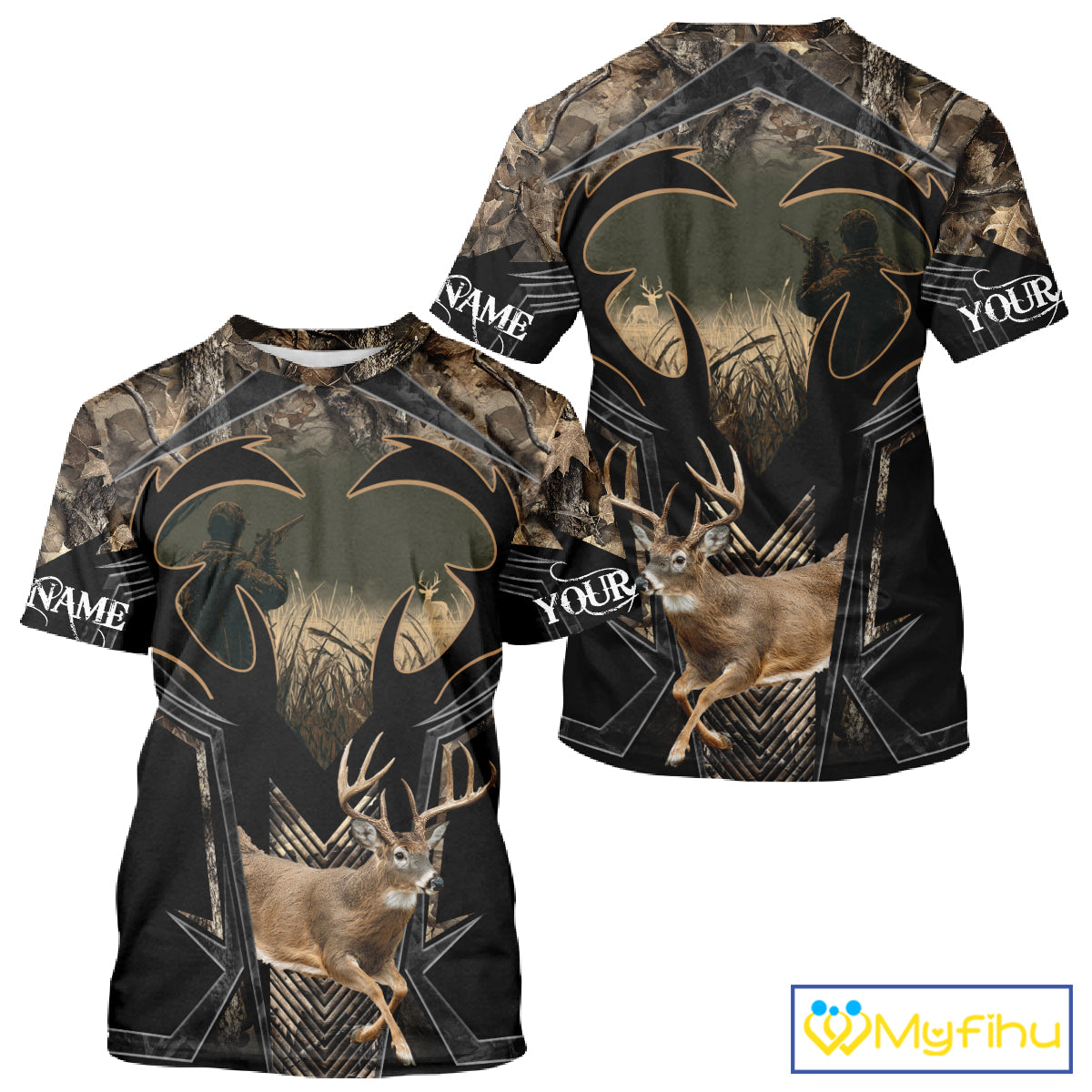 Deer Hunting Shirt 3D All-Over Print Deer with Camo Forest, Gift for Deer Hunters Men NHT360